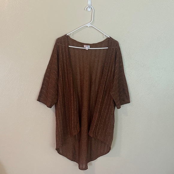 Lularoe Cardigan Size Small Brown Open Front Mid Sleeve High Low Hem Open Knit - Picture 1 of 8